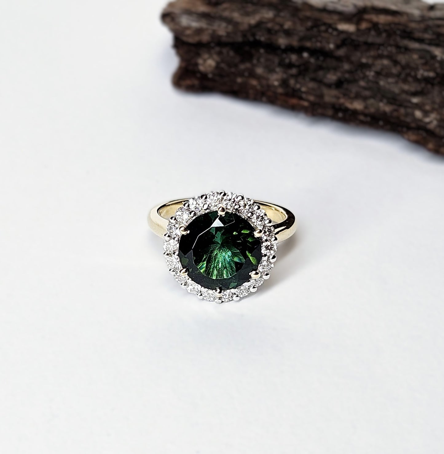 Chrome Green Tourmaline Cluster ring