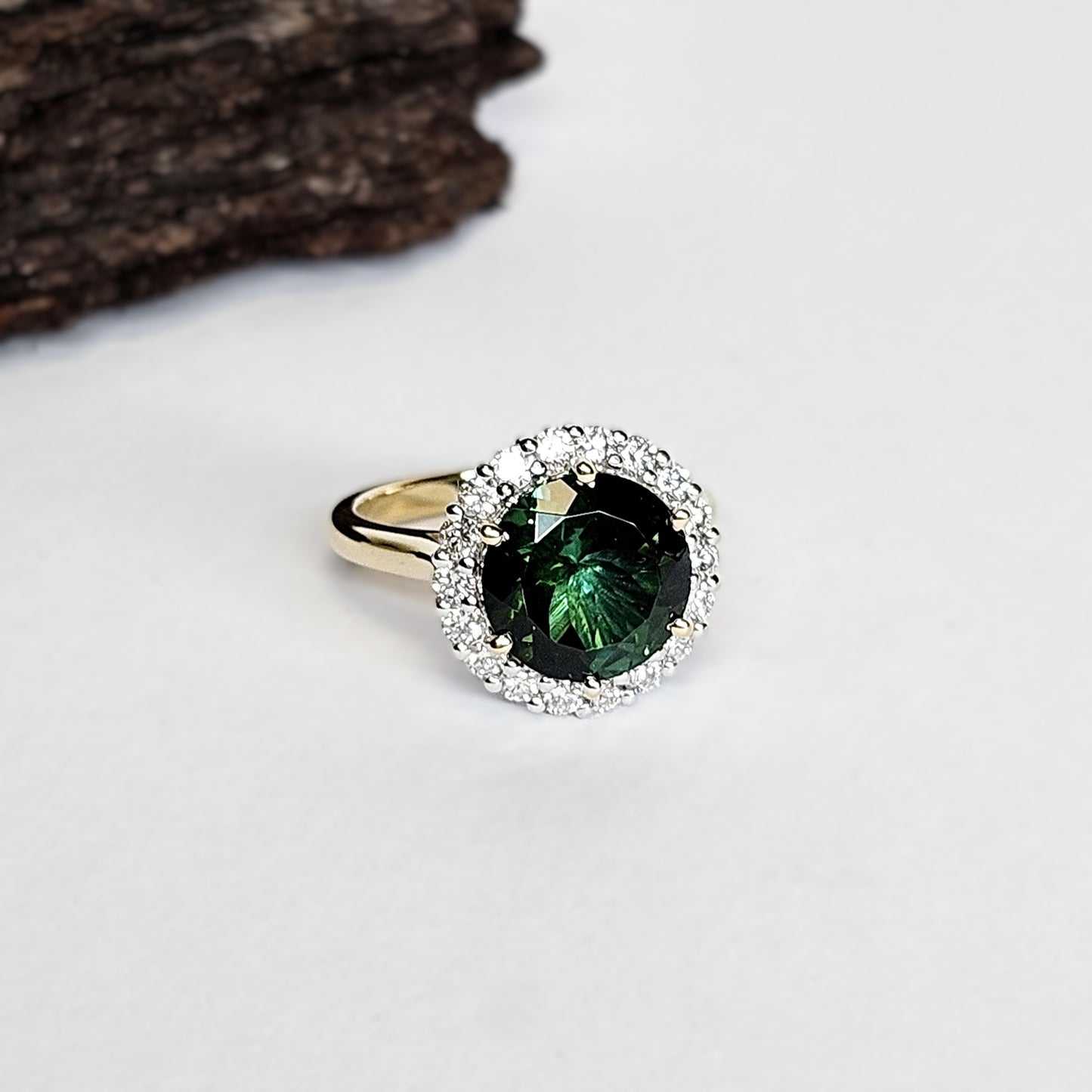 Chrome Green Tourmaline Cluster ring