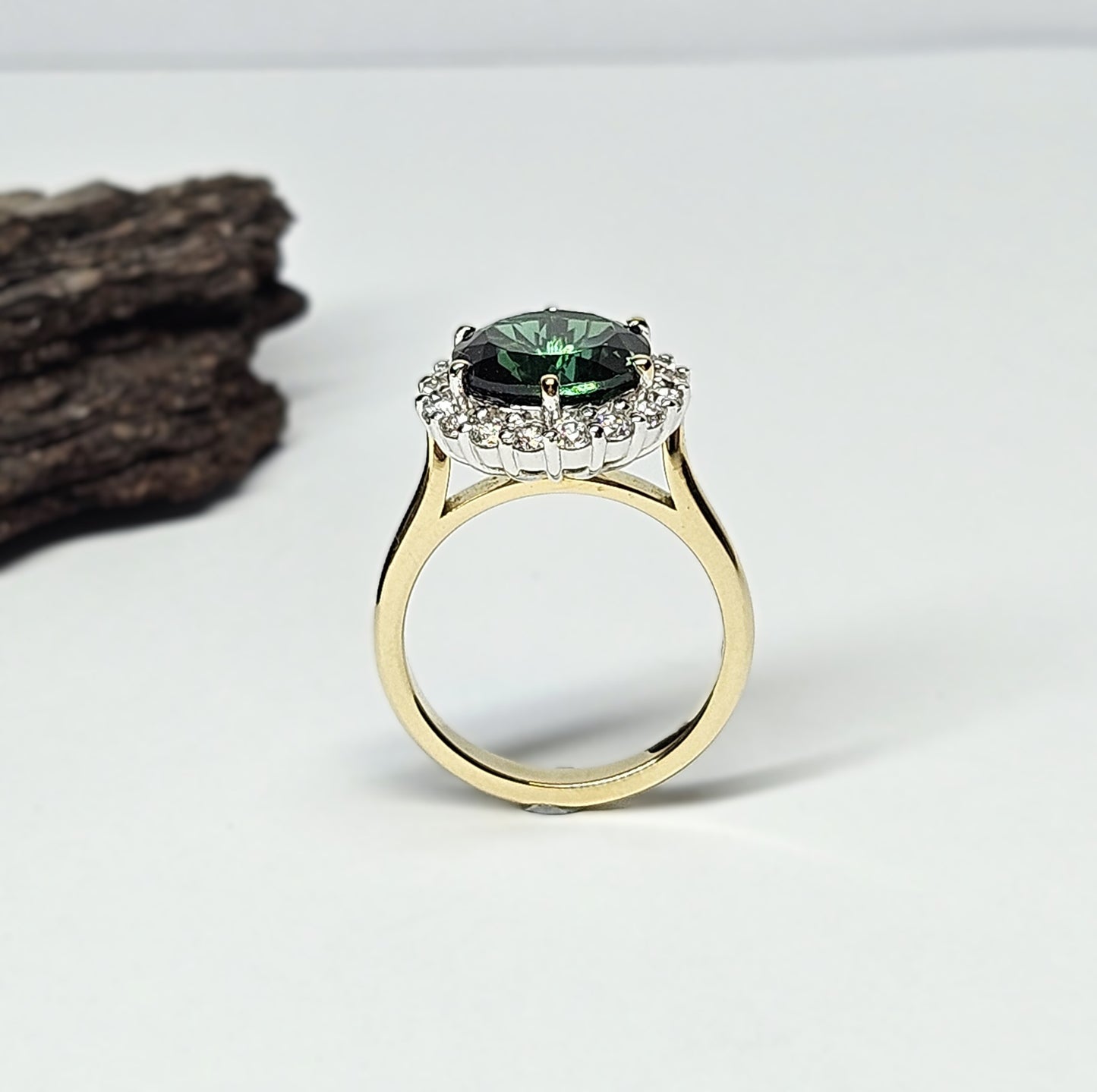 Chrome Green Tourmaline Cluster ring