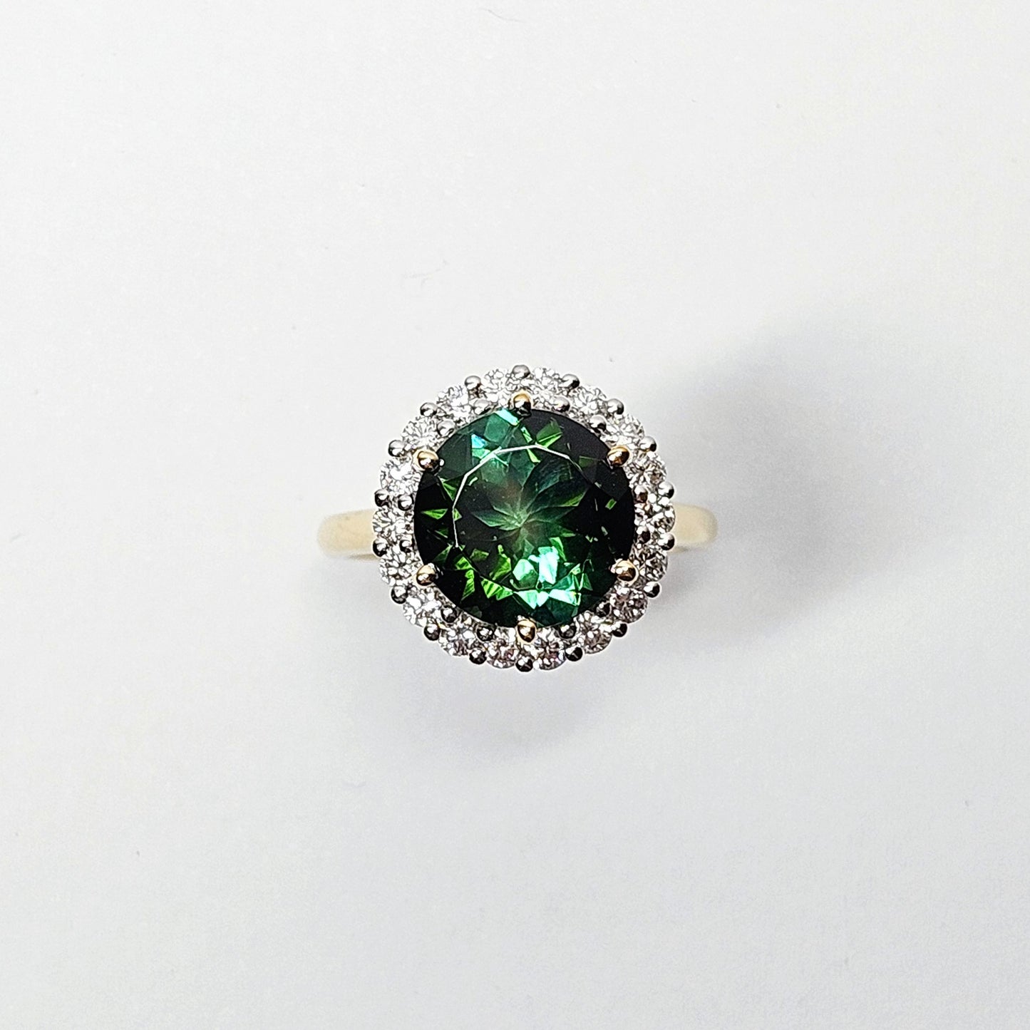 Chrome Green Tourmaline Cluster ring